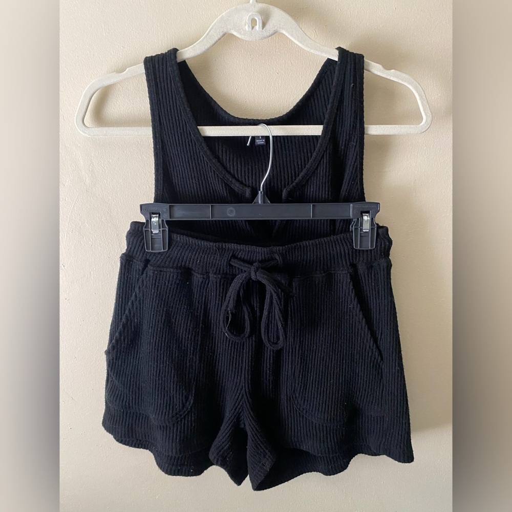 Lulu’s 2-piece Loungewear Set Women’s Small Black Pajamas Y2K Cozy Goth